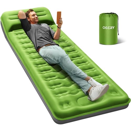OGERY Sleeping Pad for Camping, 6" Extra-Thick Reinforced Camping Sleeping Pad with Pillows & Built-in Foot Pump, Ultralight Self Inflating Air Mattre