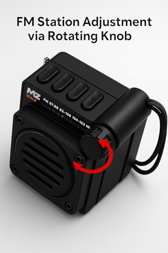 Image of Fire Turtle Pocket Blast FM Radio with Bluetooth Speaker with Powerful Sound,FM Recording, Antenna, 6w-12 Hours (USB Charging) and Number Pad (AUX, SD Card, USB Input) (Mini Retro Black)