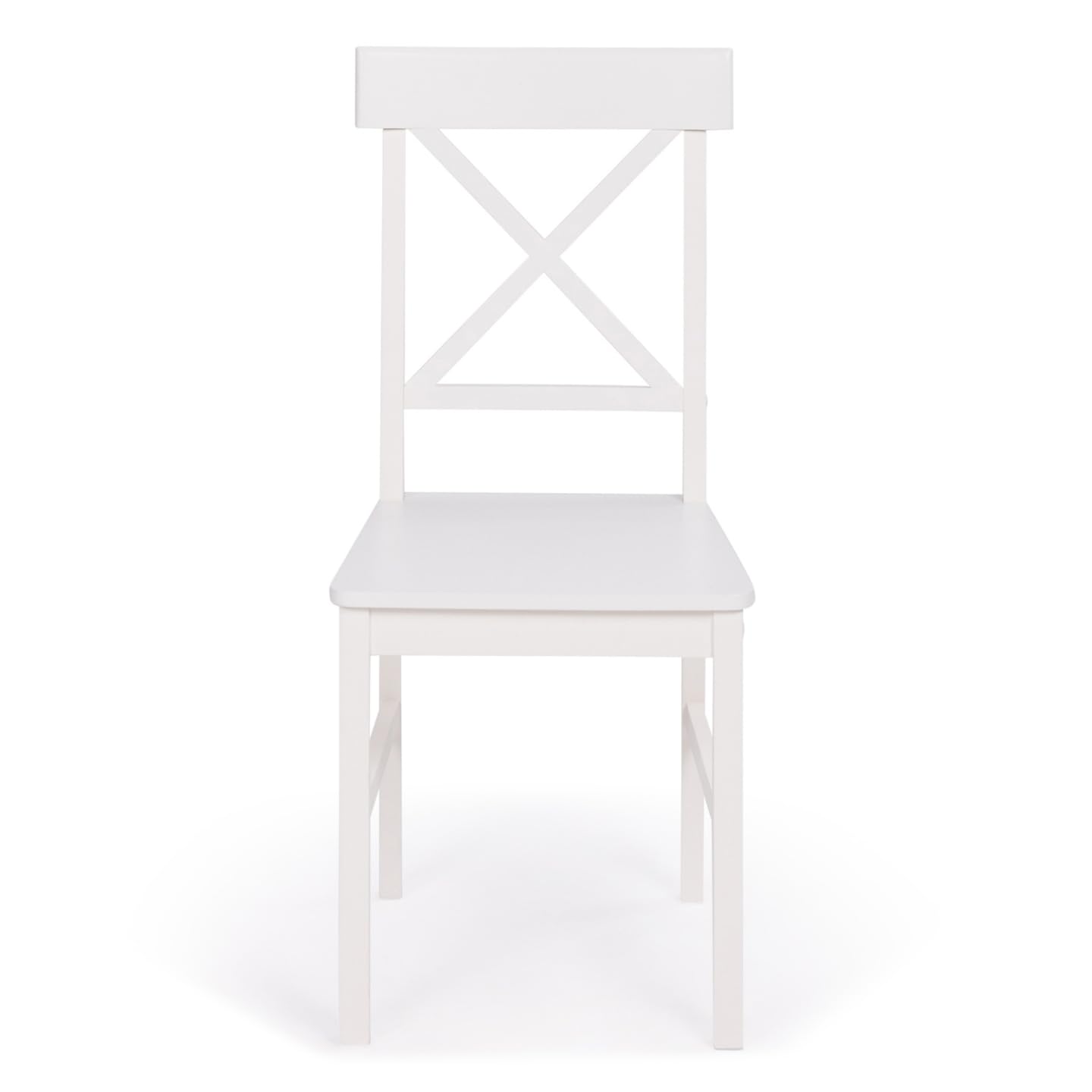 IDMarket Suzanne - Juego de 4 sillas de cocina con cruces de madera blanca