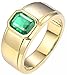 AmDxD Solitärring Gelbgold 18K, Simple Verlobungsring Herren mit Grün Smaragd 1.59ct, Geschenk für Geburtstag, Gold, Gr.57 (18.1)