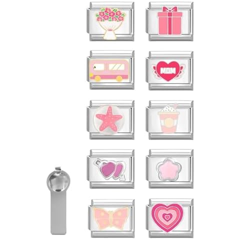 ITingstere Italian Charms Pink Chery Only Charm 9mm Italian Modular Charm Bracelet Link Handmade DIY Module Jewelry Gifts Cover