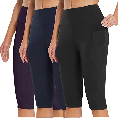Hgps8W Womens Capri Leggings With Pockets, High Waisted Tummy Control Knee Length Workout Capris Yoga Pants For Casual Summer #TOP30