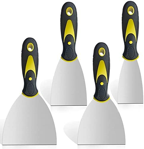 4 Pack Putty Knife Scraper, 2" 3" 4" 5" Putty Knife Set, Stainless Steel Putty Knife Scraper, Wallpaper Scraper Paint Scraper Tool for Spreading Drywall Spackle & Mud, Taping, Scraping Paint