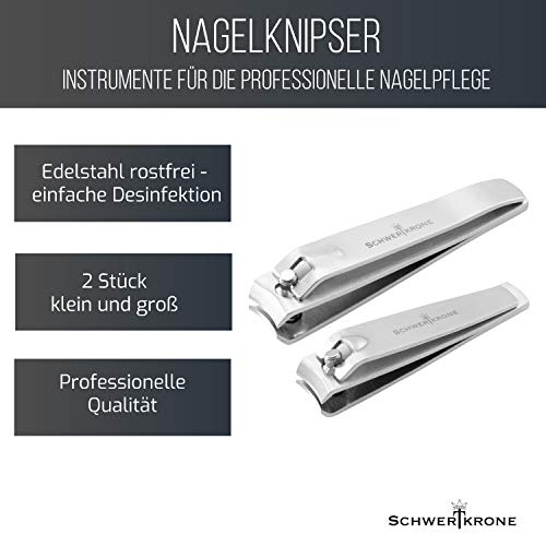 Schwertkrone Nagelknipser Set Nagelschneider Fingernagelknipser und Fußnagelknipser aus Premium Edelstahl Maniküre… – Bild 6