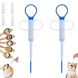 Yagerod Spritze - Die Sanfte Spritze für Flüssigkeit & Tabletten, Tabletteneingeber Katze with Soft Tip, Wiederverwendbare Pusher Tablet, Silikon, für Katzen und Kleine Hunde(Blue,2PCS)