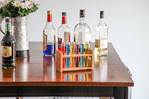Lily's Home Bamboo Test Tube Vial Shot Glasses Holder Rack, Great As Pen Stand, Made From Bamboo With Built-In Handle, Rack Only, Glass Tubes Not Included, 6 Tube Capacity (7/8" (22Mm') Holes) #TOP4