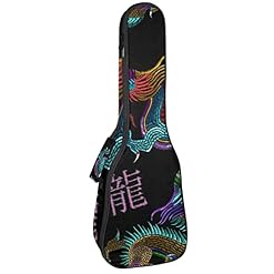 Housse pour ukulélé vintage rétro brodé dragon chinois 10 mm rembourrage épais 53,3 cm sac de transport avec sangles… - Les Beatles, Paul McCartney, John Lennon, RIngo Starr, George Harrison