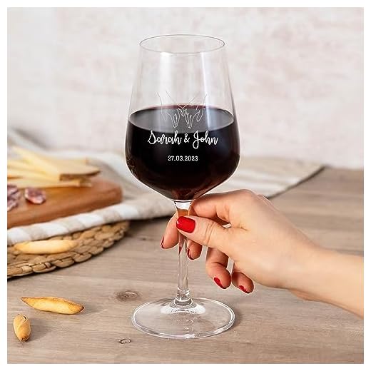 Wanapix | Copa de Vino Personalizada | Copa de Cristal Grabada para Vino con el Nombre o Texto que quieras | Copa de Cristal | Hands