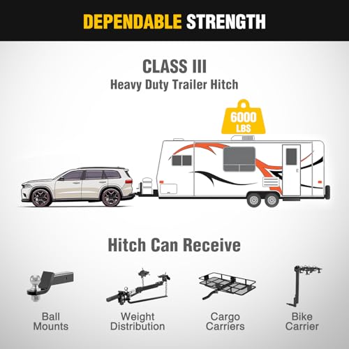 Image of Nilight Class 3 Trailer Hitch Fits Dodge Durango 2011-2024 & Jeep Grand Cherokee 2012-2021 2-inch Hitch Receiver Multi-Fit Hitch to Receive Ball Mount Cargo Carrier Bike Rack Tow Hook