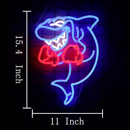 Image of Shark Boxing Neon Sign, Boxer Shark Neon Light for Home gym Decor Fitness Wall Art Decor gifts for men