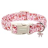 DOGWONG Cute Dog Collar, Pink Bow Pattern Dog Collar, Girl Female Dog Collars with Strong Plastic Buckle for Small Dogs,S