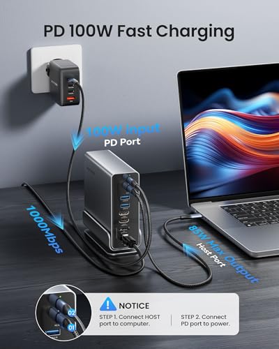 Image of VENTION 15-in-1 Laptop Docking Station Dual Monitor, 360 Roatable Triple Monitor Docking Station with 2 * 4K HDMI and 1*DP, PD 100W Charging for Laptop, 10Gbps USB Port Transfer, RJ45, Audio, SD /TF