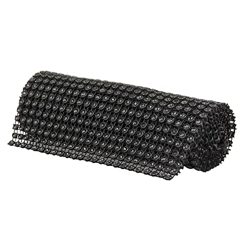 O'Creme Rhinestone Mesh Ribbon Wrap 24 Row 4-1/2 Inch Wide x 1 Yard, Black