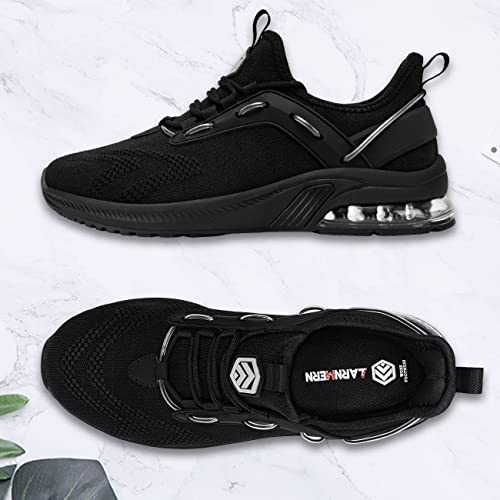 Larnmern Steel Toe Shoes Men Slip Resistant Work Safety Sneakers Lightweight Comfortable Air Cushion Tennis Shoe 1083(10 Men, Black) #TOP6
