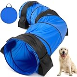 28 in 10 Foot Blue Extra Large Dog Agility Tunnel with Sandbags Dogs Agility Training Equipment Tunnel with...