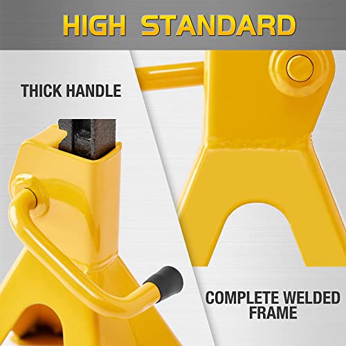 Tonda Jack Stands, 2 Ton 4,000 Lb, Heavy Duty Steel Car Lifting Stand For Sedan Suv Coupe, Yellow, 1 Pair #TOP5