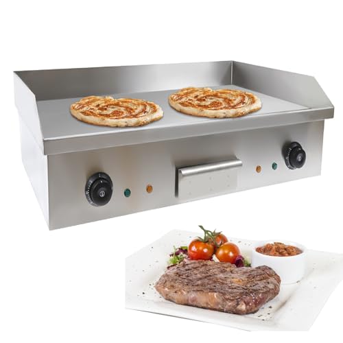 28.7inch Commercial Electric Griddle 3000W Electric Countertop Griddle Flat Top Grill, Adjustable Temperature Control 323-572°F Stainless Steel Teppanyaki Grill with Overload Protection
