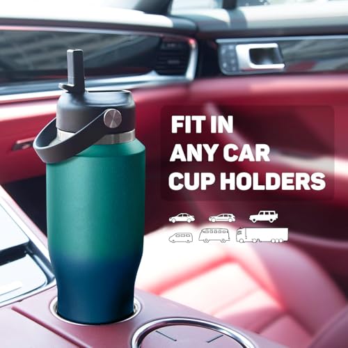 Image of 40oz Water Bottles Insulated with Straw,Leak Proof Water Bottles Fit in Car Cup Holder，Mens Water Bottle Stainless Steel for Gym,Hiking,Travel，Sport,Bpa free