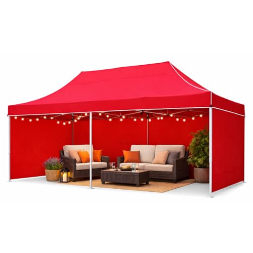 Image of 10 x 20 feet Canopy Tent with 3 Side Cover Water Proof Tent - 2 Minute Easy Installation Gazebo Tent