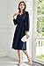 Long Sleeve Midi Dresses V Neck Mother of The Bride Dress Navy XL