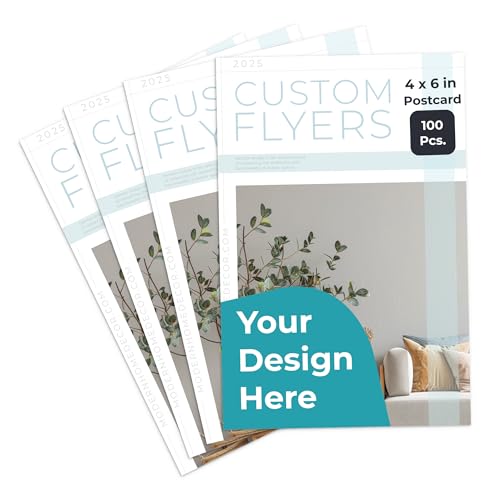 Cimpress Custom Flyers Printed with Logo or Design 4x6 inch Postcard Size Pack of 100 Personalized Glossy Flyers Double Sided Portrait Format for Menus Events Schools or Office