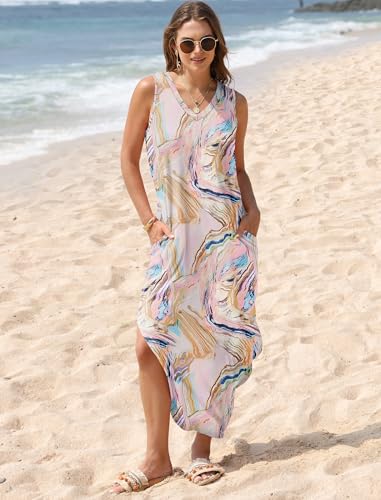 Image of Sampeel Summer Dresses Maxi Dress Vacation Beach Sundresses 2025 with Pockets