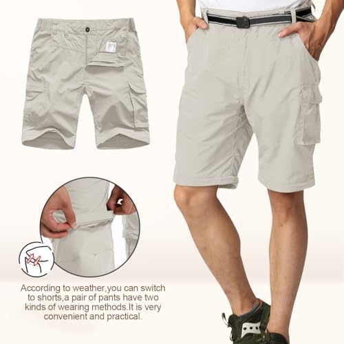 Mens Hiking Pants Convertible Quick Dry Zip Off Fishing Travel Safari Pants3