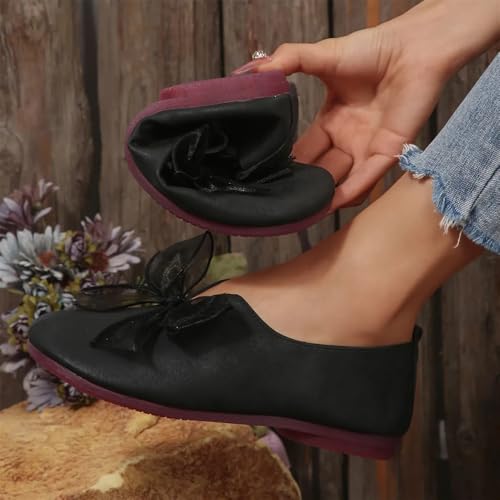 Dritnow Shoes, Women's Vintage Mary Jane Flats - 2025 New Round-Toe Soft Sole Shoes with Bow Detail, Womens Comfy Flat Ballet Shoe3