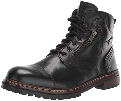 Steve Madden Men's SAYLORR Combat Boot, Black Leather, 11.5 M US
