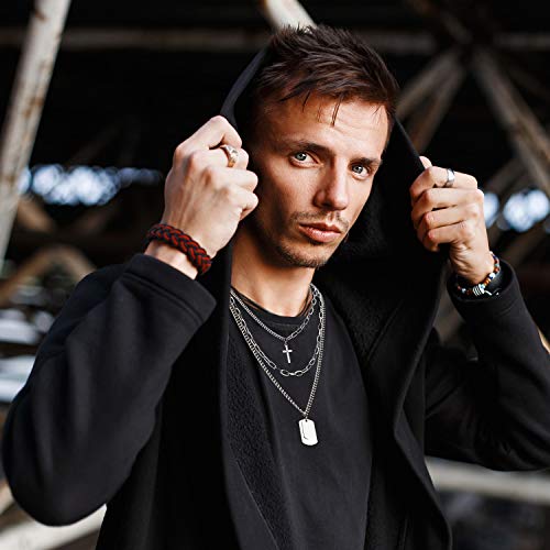 8 Pieces Punk Chain Necklace Set Unisex Multilayer Punk Wire Thorns Lock Pendant Choker Necklace, Silver #TOP5