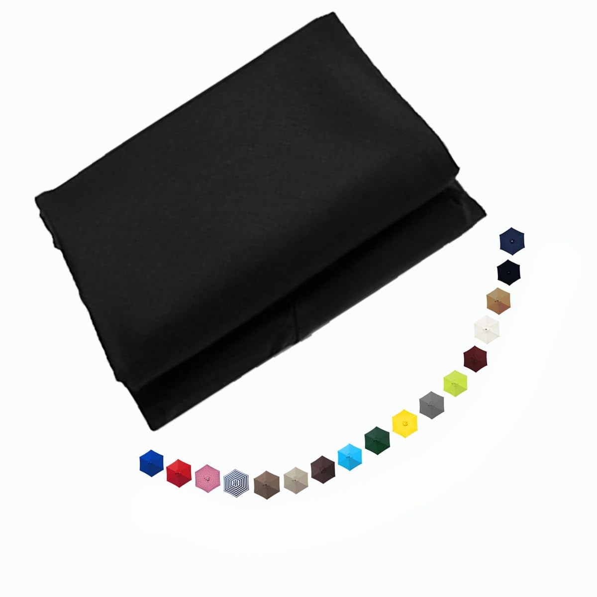 KXXZAAU Garden Sun Umbrella Replacement Canopy 6 Ribs Patio Replacement Umbrella Top Covers 6.5ft 8.2ft 9ft 10ft Polyester Beach Umbrella Shade Cloth(Color:Black,Size:200cm/6.5FT)