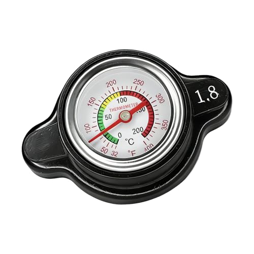 CCNU 1.8 Bar Radiator Cap with Temperature Gauge, High Pressure Radiator Cover 25.6 PSI Water Tank Cap, Universal Fit for Motorcycle ATV Dirt Bike Compatible with Honda Kawasaki Suzuki Yamaha KTM