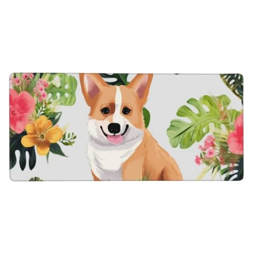 Tapis de souris de jeu étendu antidérapant 90x40cm motif Corgi
