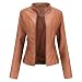 Kurtka damska, płaszcz z długim rękawem, kołnierz, zamek błyskawiczny, slim fit, kasztanowy, S