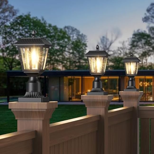 Greluna Solar Post Lights With Pier Mount Base Warm White