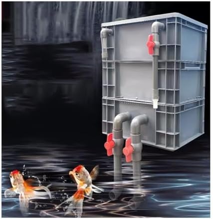 Durable Aquaculture Water Tank with Drain Valve Steel Frame PVC Temporary Fish Pond,Large Aquarium Filter Kit for Fish Tank & Ponds, External 3 Tiers Water Cycle Filter Box, No Pump & Filter