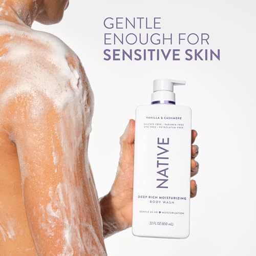 Image of Native Moisturizing Body Wash, Clean & Gentle 24-Hour Hydration with Shea Butter, for Sensitive and Dry Skin, for Women & Men, Sulfate-free, Paraben-free, Vanilla & Cashmere, 22 fl oz