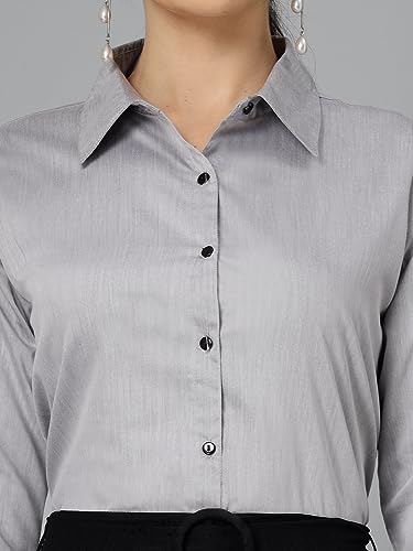 Image of Style Quotient Women Solid Chambrey Regular Formal Shirt