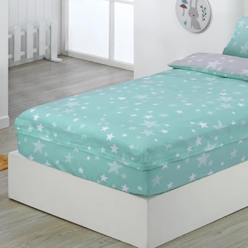 Miniatura 3 de Dhestia Home - Saco Nordico 4 Estaciones Bajera Ajustable Con Cremallera Y Fuelle Stars Agua Color Agua Talla Cama 90