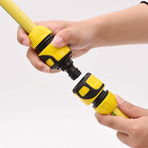 Topways Valvola di arresto a sgancio rapido in linea per tubo flessibile da giardino, prolunga valvola a doppio connettore maschio con connettori rapidi per estremità del tubo flessibile abbinati