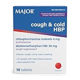 Major Cough and Cold HBP Tablets - Antihistamine and Cough Suppressant for People with High Blood Pressure - Dextromethorphan HBr, Chlorpheniramine Maleate - 16 Count (1 Pack)