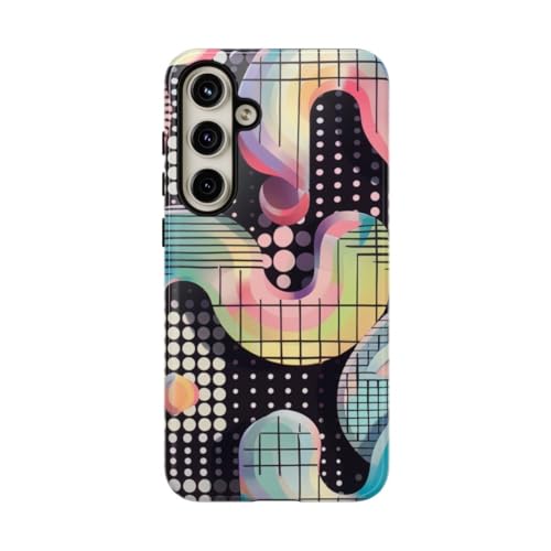 Coque Samsung Galaxy S24 Plus noire rigide brillante à motif géométrique abstrait