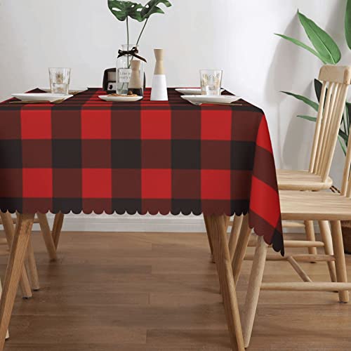 Nappe rectangulaire à carreaux rouge et noir 137x183 cm en polyester - 4