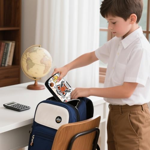 Image of Basketball Pencil Case for Boys & Girls - Sports Themed Pouch with Hoop & Ball Design, Large Capacity Zippered Pen Bag, Flip Top School Supplies for Students, Back to School Stationery Organizer