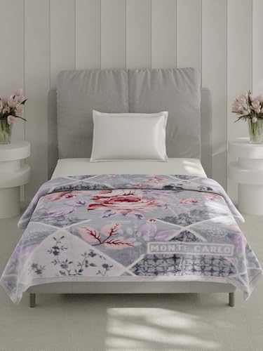 Image of Monte Carlo Single Bed Heavy Winter Blanket Lavish Plus 2 Ply Box Pack 900 GSM | 3.2 KG (220x160 CM), Cool Grey