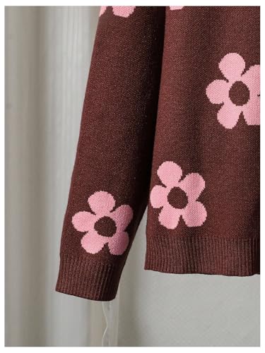 Image of BEAUDRM Girl's Cute Bow Sweater Crew Neck Long Sleeve Drop Shoulder Loose Pullover Tops