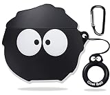 OJBSEN AirPods Pro/Pro2 ケース (2023/2022/2019) AirPods Pro 第1世代/第2世代 ケース えあーぽっつ プロ カバー エアーポッズプロ カバー TPU 全面保護 シリコン 耐衝撃 MagSafeワイヤレス充電対応 防水 防塵 萌え 可愛い カラビナ リング付き 3D 漫画（練炭；ブラック）