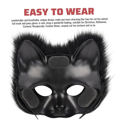 Kit Thérien renard gris complet anti-irritation masque et queue pour Halloween