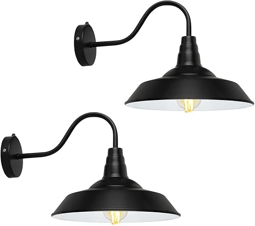 Xbuyee Luz de granero de cuello de cisne para exteriores con atardecer al amanecer lámpara de pared de granja de 10 pulgadas aplique de pared