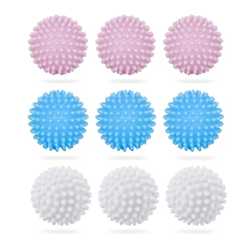 9 Piezas Bola De Lavado para Lavadora Bolas De Secado para Secadora Reutilizable para Limpieza De Ropa Doméstica, Lavadoras Y Secadoras (Azul, Rosa, Blanco)